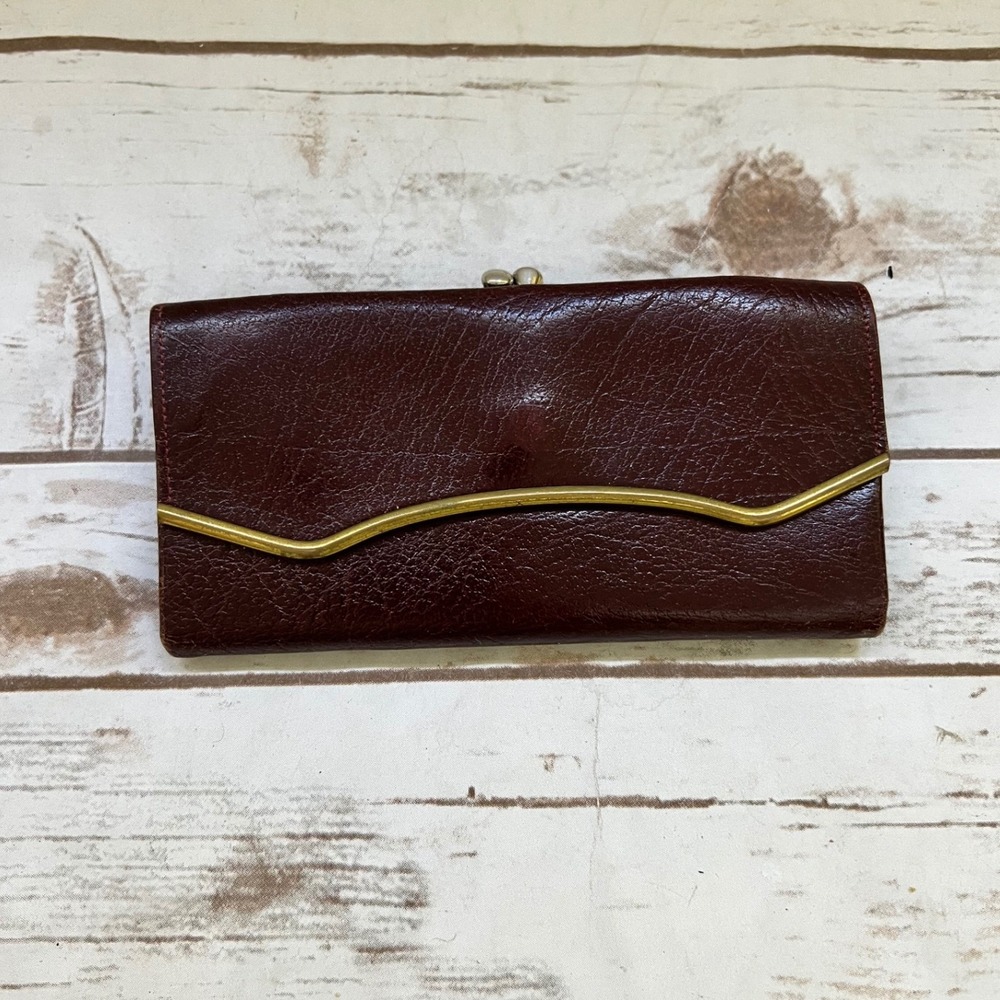 Princess Gardner Wallet Burgundy Buffalo Calf Leather Vintage Kisslock OS
